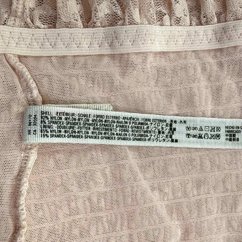 Free People Intimately Callie Bralette Light Pink Lace Ruffle Bandeau Top Large